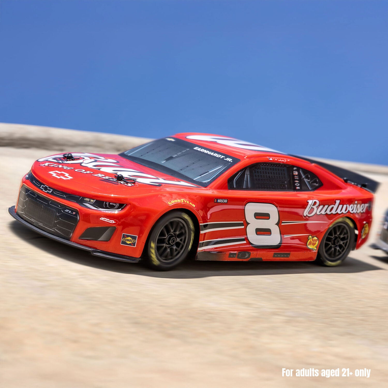 1/12 NASCAR RC Racecar Dale Earnhardt Jr. No. 8 Budweiser Chevrolet ZL1 2S AWD RTR Brushed On-Road (Battery & Charger Included), Red