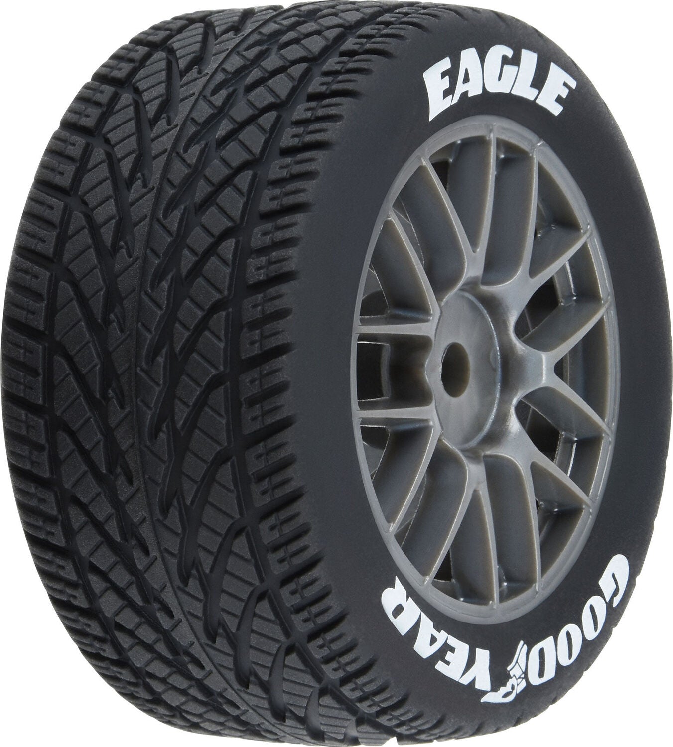 1/12 Goodyear Eagle Wet Tire F/R MTD Gray Wheels (4): Losi NASCAR