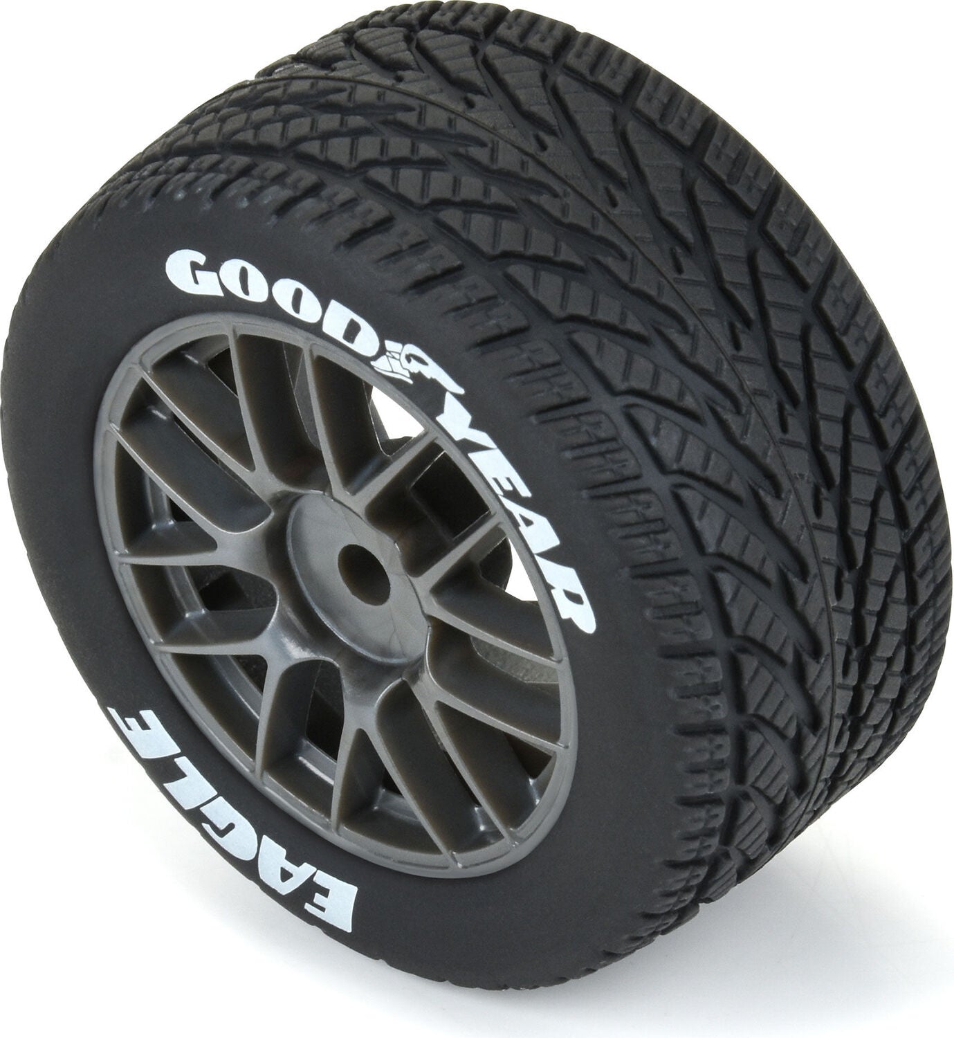 1/12 Goodyear Eagle Wet Tire F/R MTD Gray Wheels (4): Losi NASCAR
