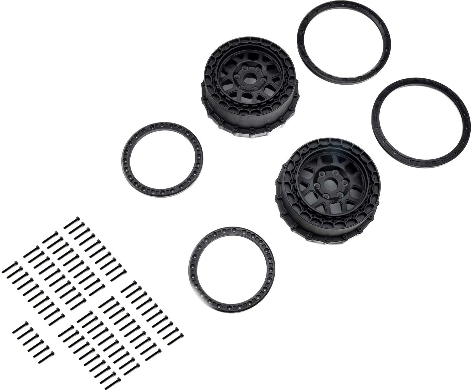 Wheel and Beadlock Set, Black (2): 5IVE-T 3.0