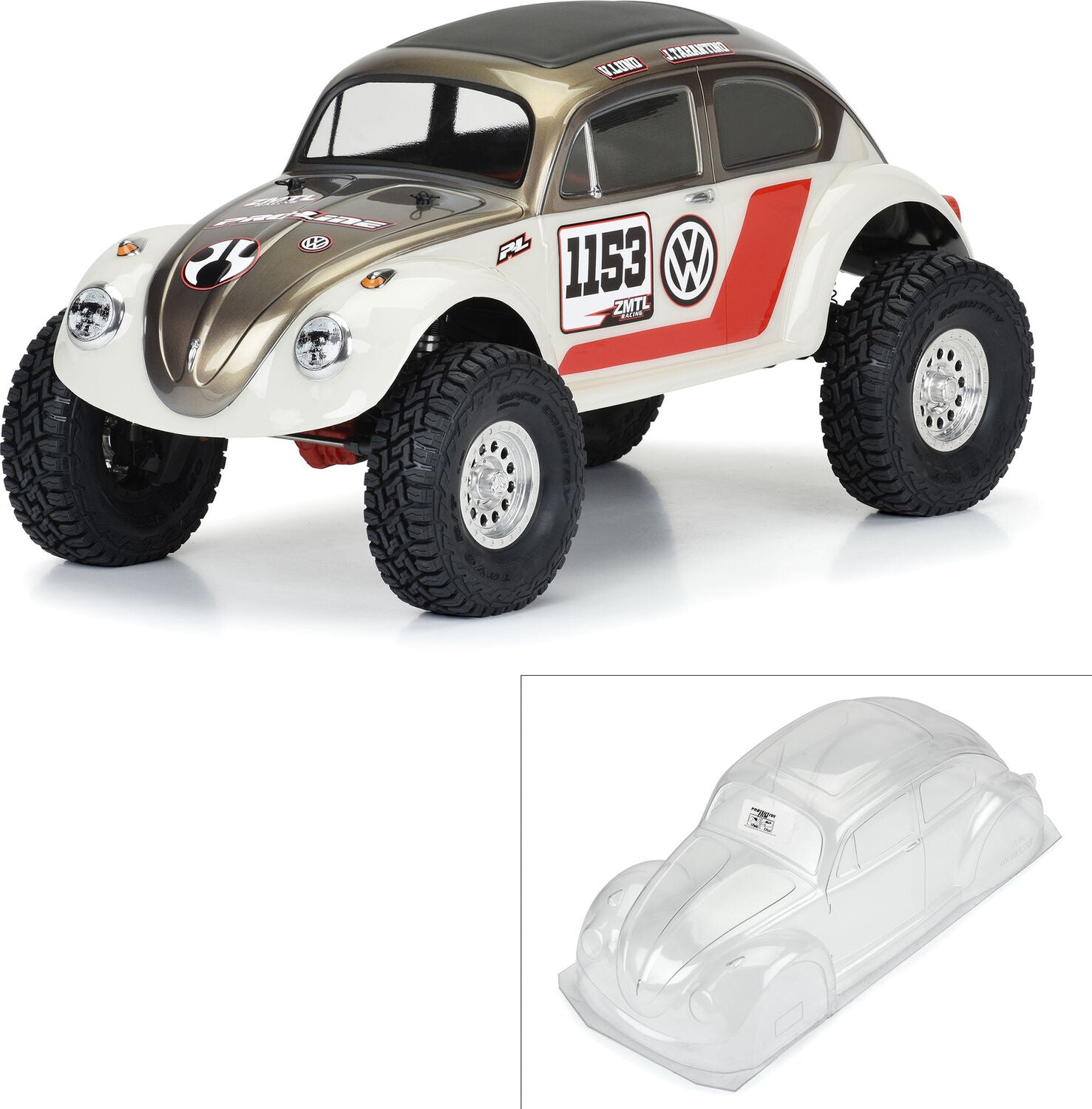 1/10 Volkswagen Beetle Clear Body 12.3" (313mm) Wheelbase Crawlers