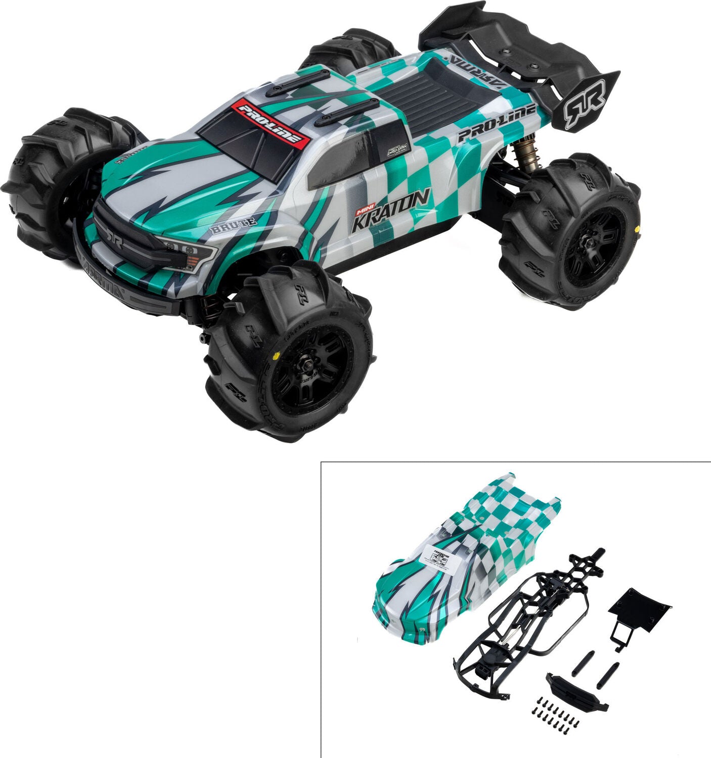 1/16 Limited Edition Pre-Cut/Pre-Painted Brute Body Checkmate with Clipless System: ARRMA MINI KRATON