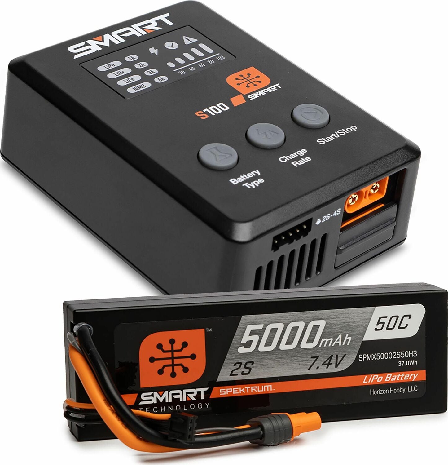 Smart Powerstage Surface Bundle: 5000mAh 2S 50C LiPo Battery (IC3) / 100W S100 Charger
