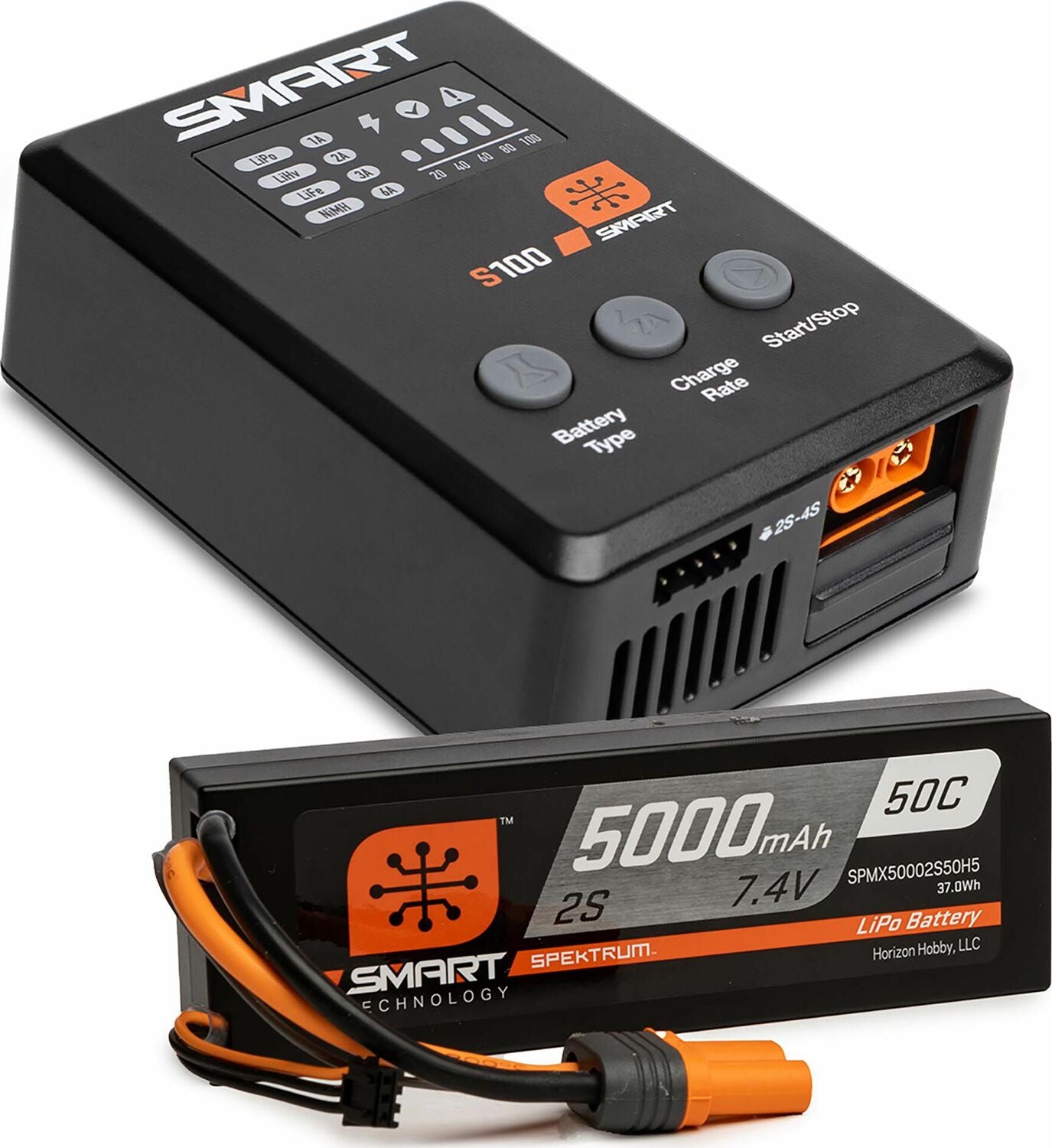 Smart Powerstage Surface Bundle: 5000mAh 2S 50C LiPo Battery (IC5) / 100W S100 Charger