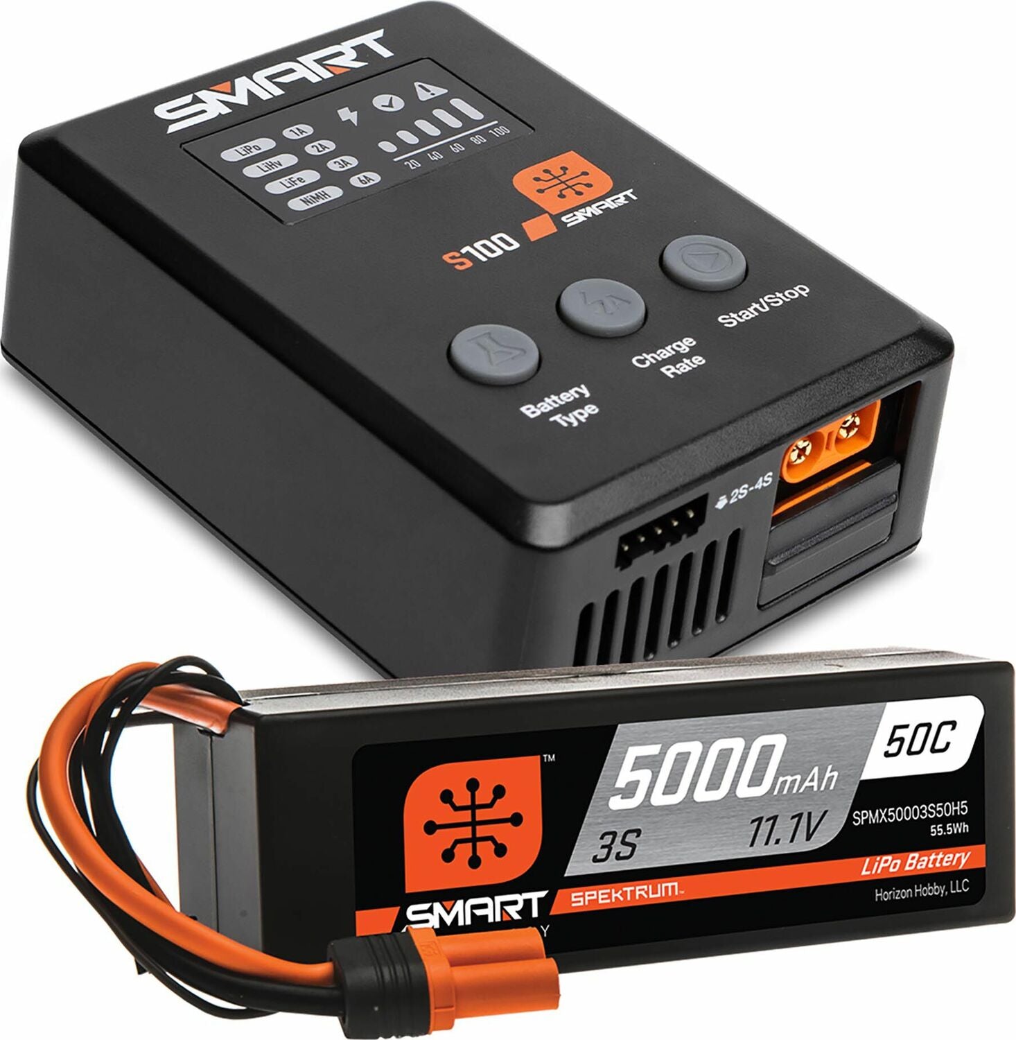 Smart Powerstage Surface Bundle: 5000mAh 3S 50C LiPo Battery (IC5) / 100W S100 Charger