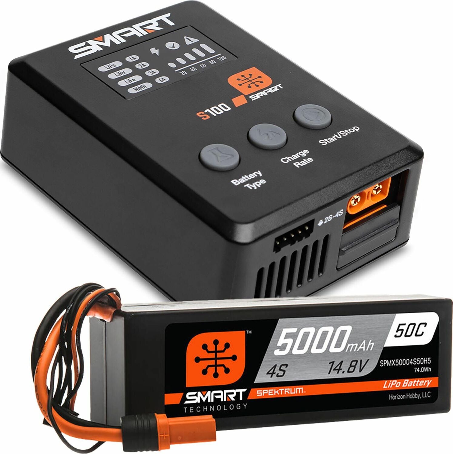 Smart Powerstage Surface Bundle: 5000mAh 4S 50C LiPo Battery (IC5) / 100W S100 Charger