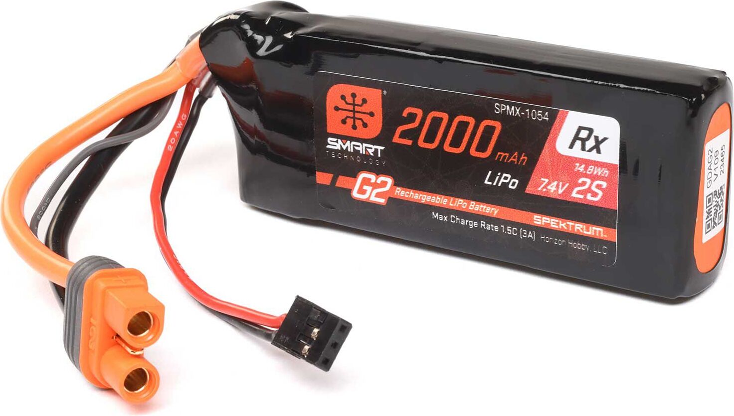 7.4V 2000mAh 2S 15C Smart G2 Receiver LiPo Battery: IC3