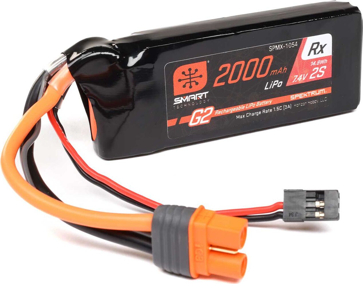7.4V 2000mAh 2S 15C Smart G2 Receiver LiPo Battery: IC3