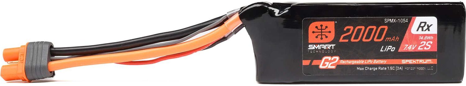 7.4V 2000mAh 2S 15C Smart G2 Receiver LiPo Battery: IC3
