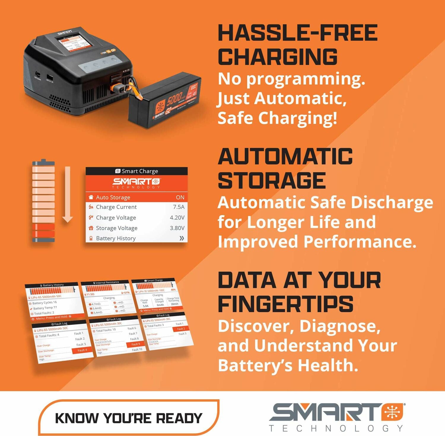 11.1V 1300mAh 3S 30C Smart G2 LiPo Battery: IC2