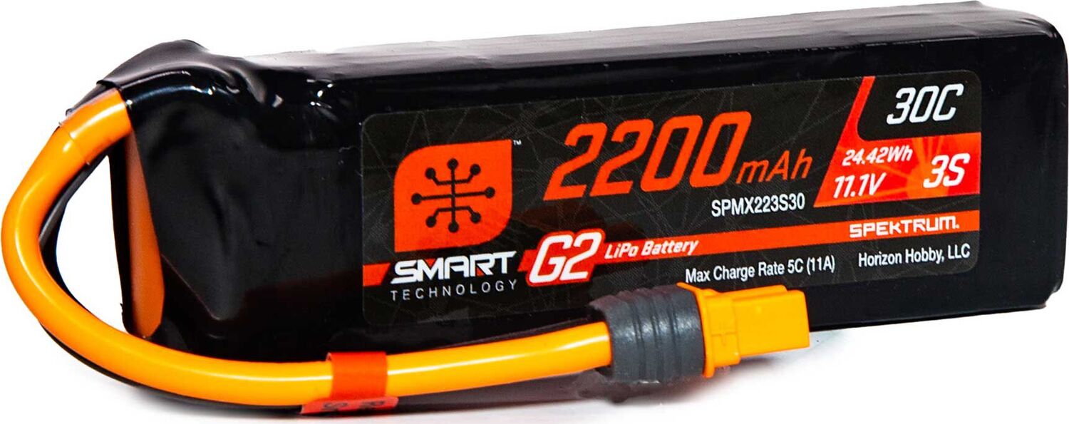 11.1V 2200mAh 3S 30C Smart G2 LiPo Battery: IC3