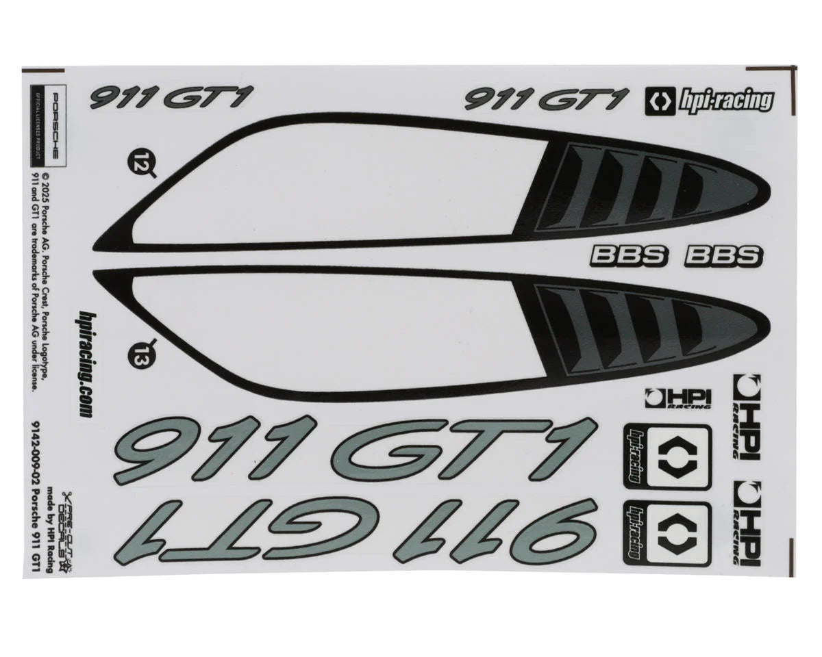 HPI 1/10 Porsche 911 GT1 Polycarbonate 200mm Touring Car Body (Clear)