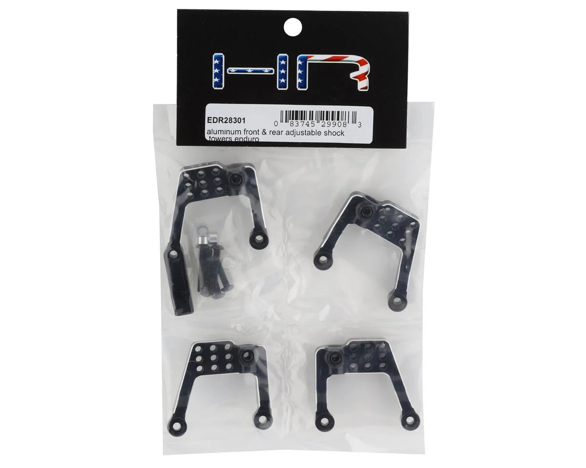 Hot Racing Enduro Aluminum Front & Rear Adjustable Shock Towers (Black)