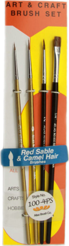 Red Sable and Camel Hair Brushes, 4 Sizes