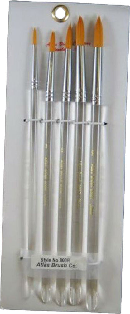 Golden Taklon Brush Set in 5 Sizes 9, 7, 5, 3, 1