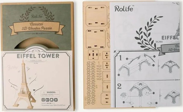 Classic 3D Wood Puzzles; Eiffel Tower