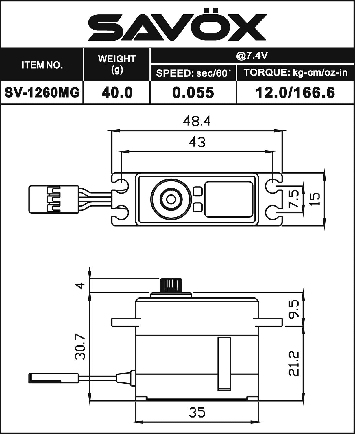 Mini Digital HV Alum Case Servo 0.055sec / 167oz @ 7.4V