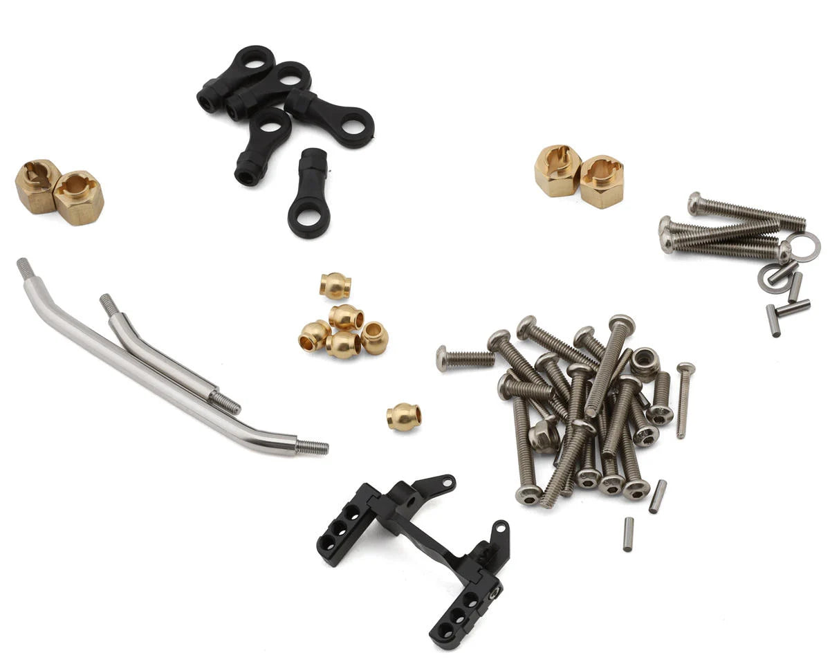 Injora Aluminum Front & Rear Straight Axles Set for Traxxas® TRX-4M® w/Steering Links (Black) (+4mm) (Lay Down Servo)
