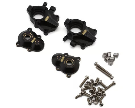 Injora Redcat Ascent-18 Brass Front Portal Covers & Steering Knuckles Set (Black) (42g Total Weight) (Ascent-18/Scout II Brushed)