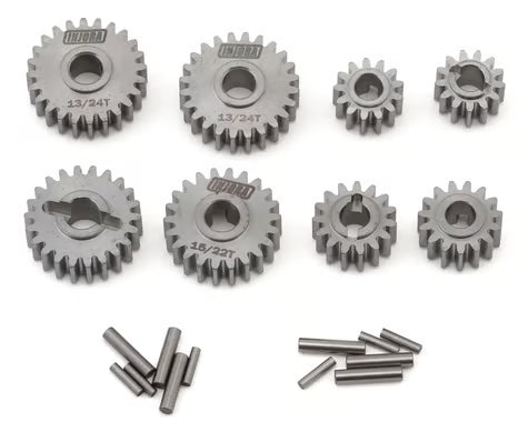 Injora Redcat Ascent-18 Stainless Steel Overdrive & Underdrive Portal Gears Set (15T/22T Overdrive 12%) (13T/24T Underdrive 11%)