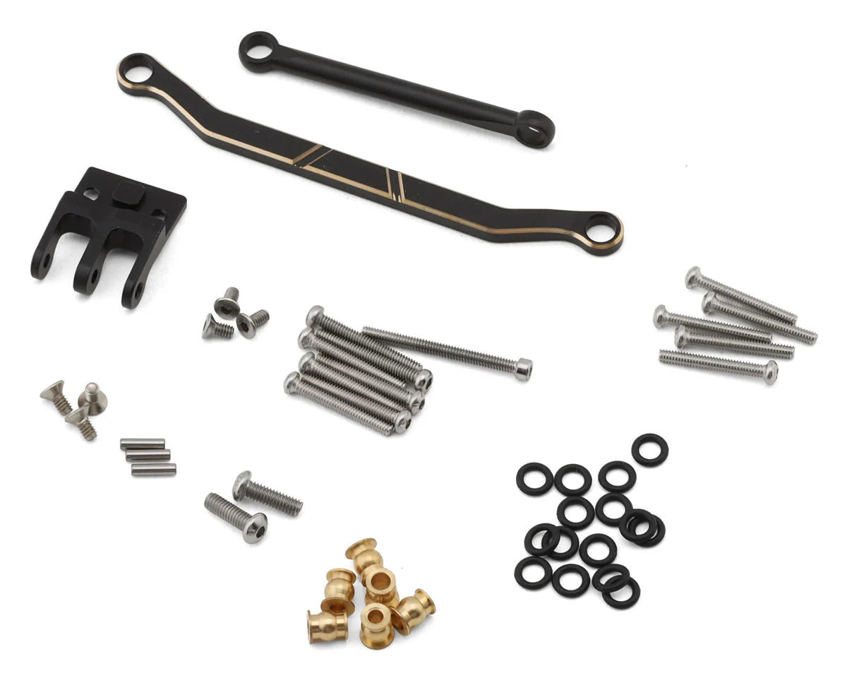 Injora Redcat Ascent-18 Aluminum Front & Rear Portal Axles Set (208g Total) (Black) w/Brass Cover & Steering Links
