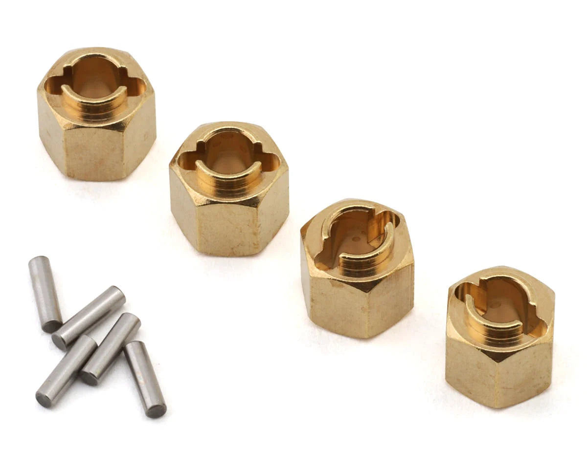 Injora Redcat Ascent-18 Brass Wheel Hex Adapters (Gold) (4) (1.5g ea) (6mm Offset)