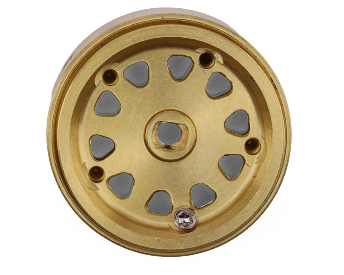 Injora 0.7" D19 Multi-Spoke Brass Micro Crawler Beadlock Wheels (Gold) (4) (15.1g ea) (-1.5mm Offset)