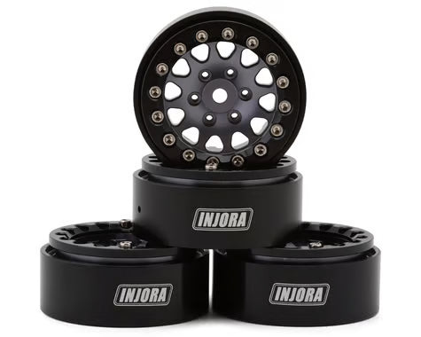 Injora 1.3" D-Slot Aluminum Micro Crawler Beadlock Wheels (27g ea) (Grey/Black) (4)
