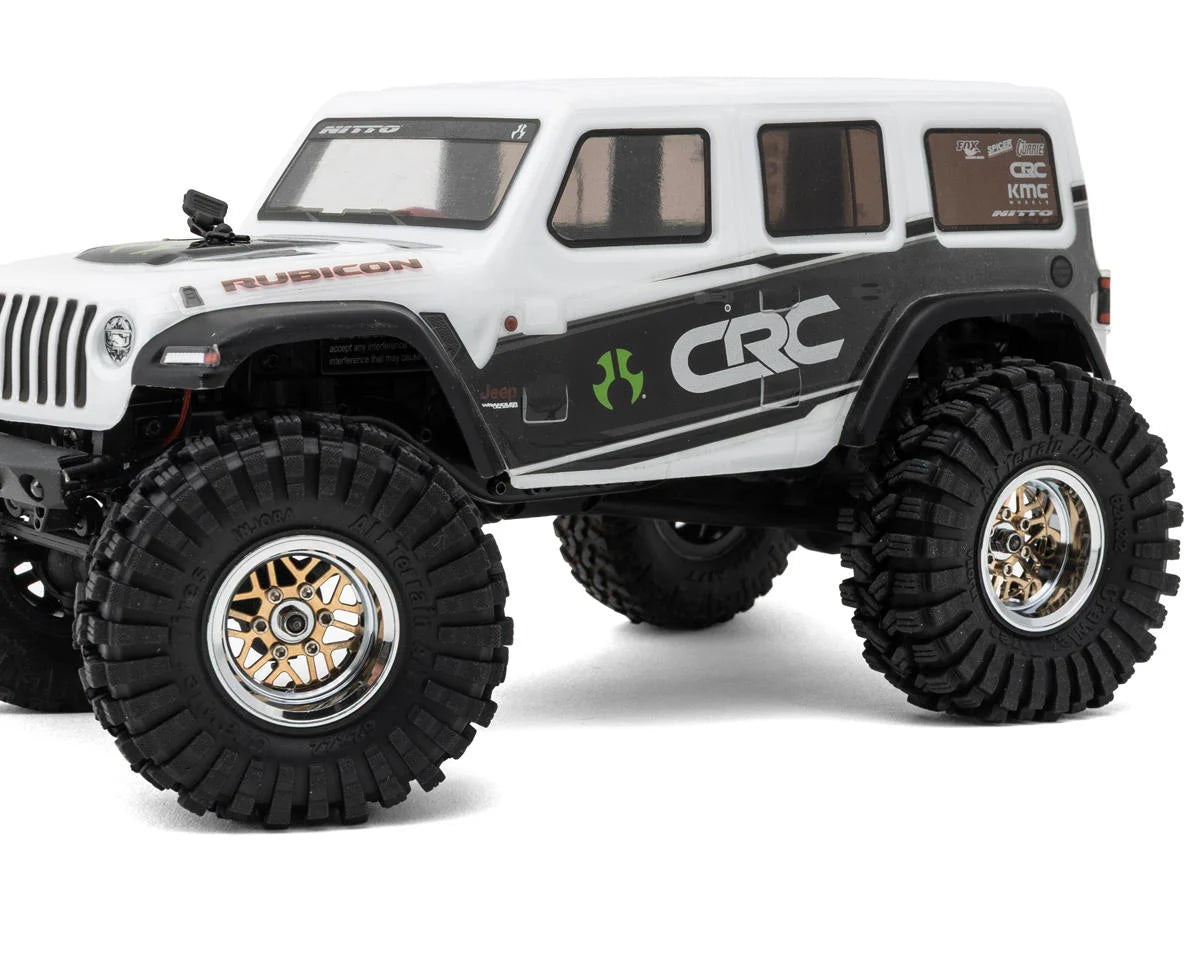 Injora 1.0" Deep Dish Aluminum Micro Crawler Beadlock Wheels w/Swamp Claw Tires (S5) (Gold/Chrome) (4) (37g ea) (62mm OD)