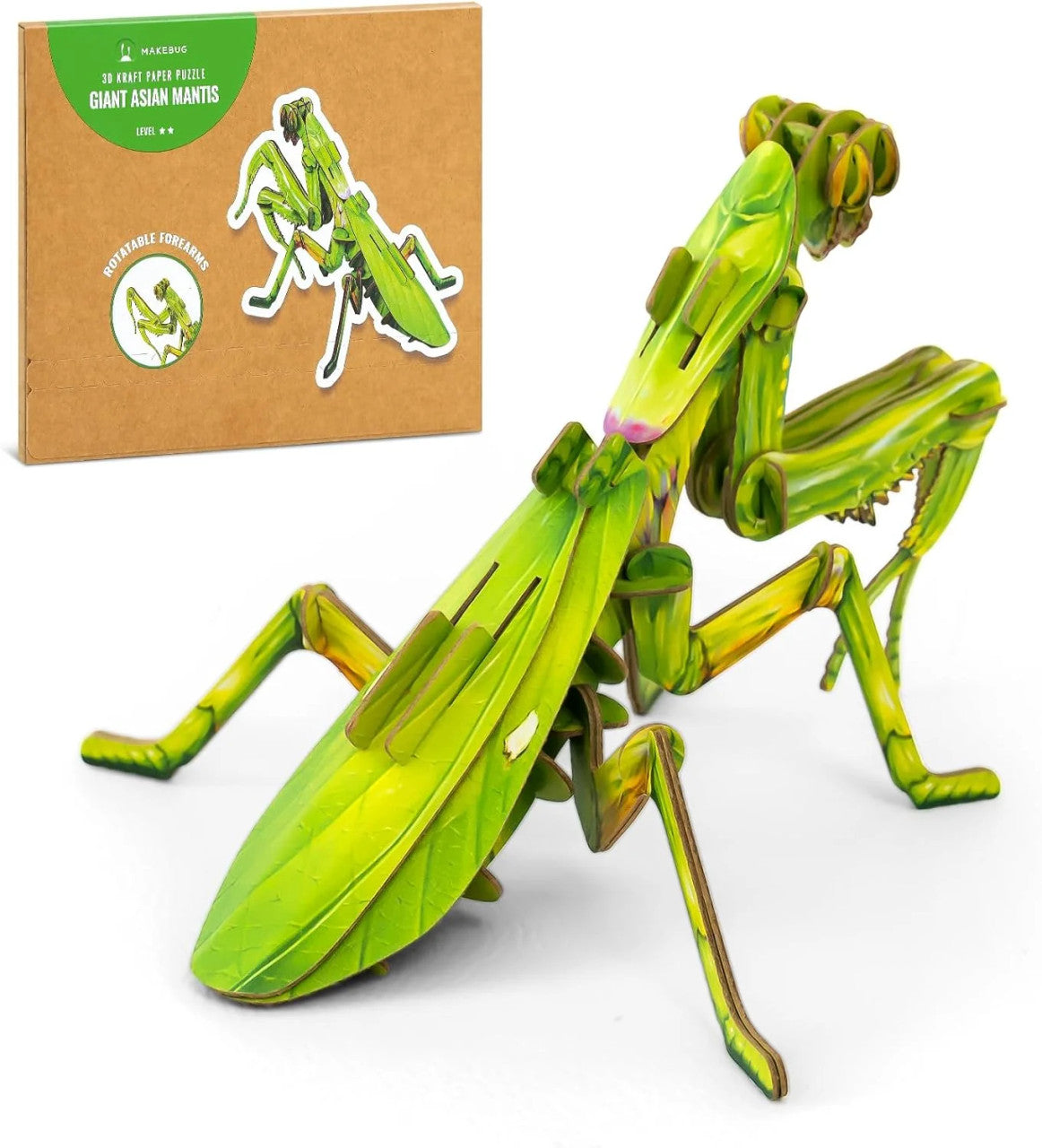 MakeBug Giant Asian Mantis 3D Kraft Paper Puzzle