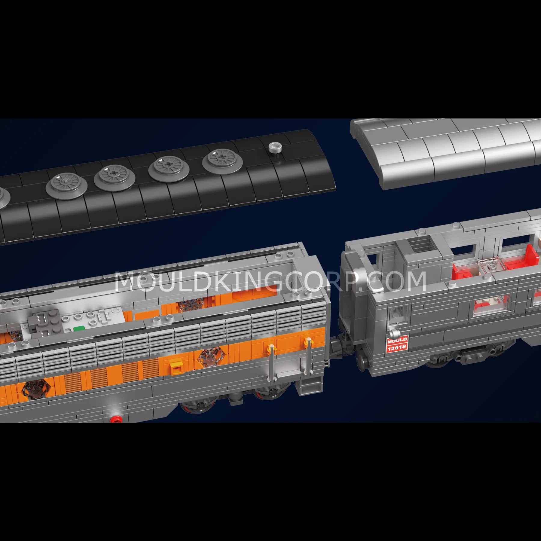 Mould King USA EMD F7 WP Diesel Locomotive Building Block Set