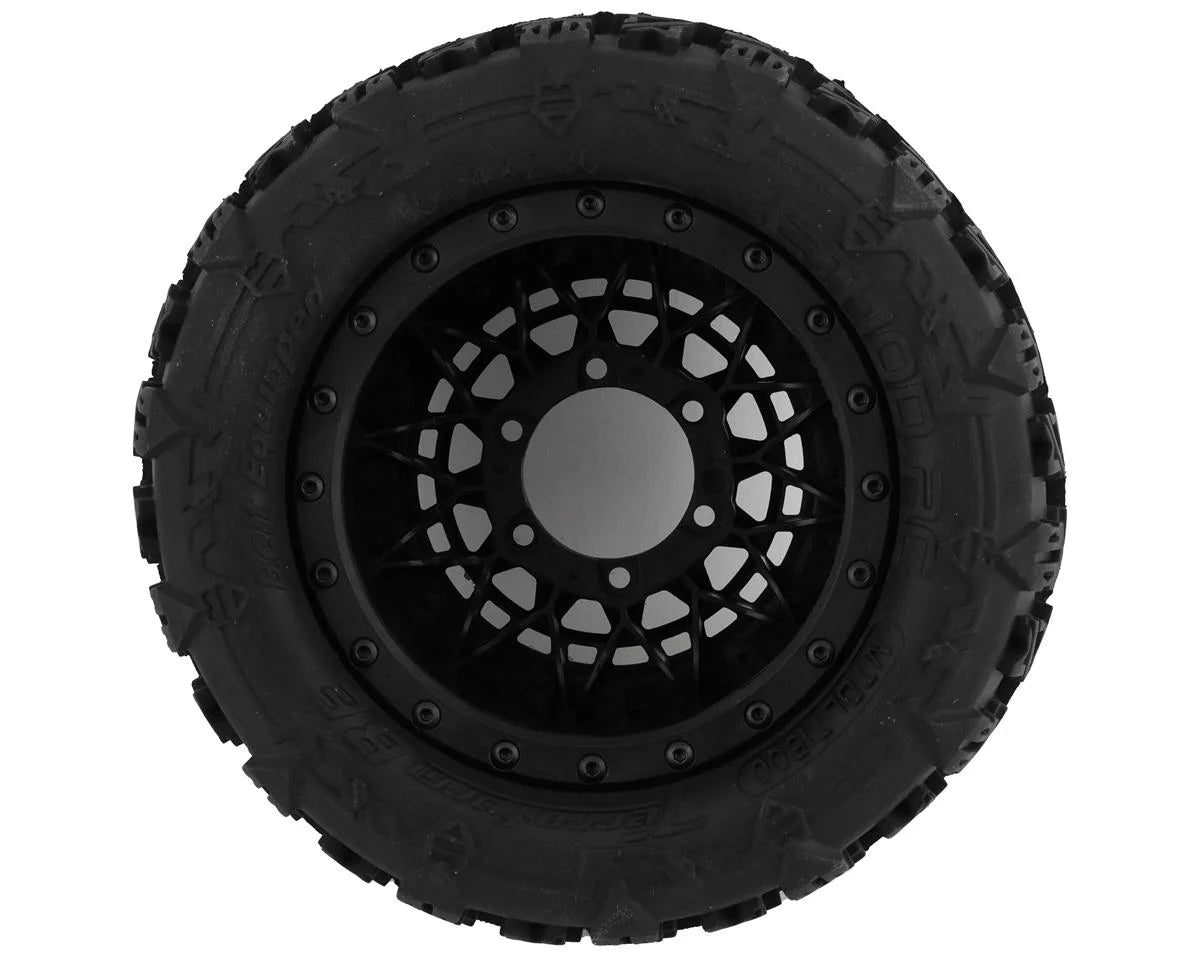 Method RC Terraform Belted Pre-Mount 1/10 Monster Truck Tire (Black) (2) w/Array Beadlock 12mm & 14mm Hex Wheels