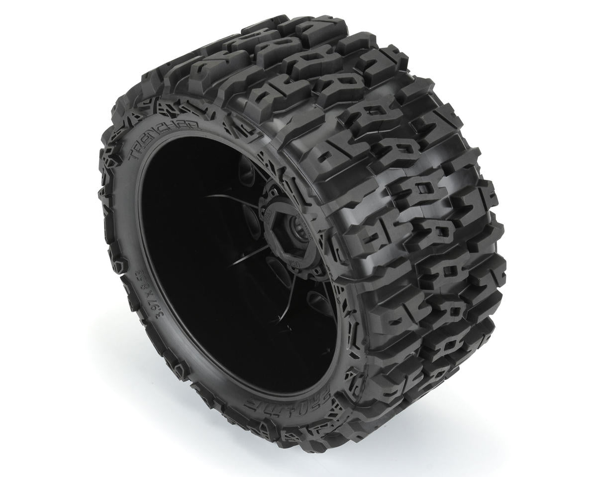 Pro-Line Trencher 5.7" Pre-Mounted Tires w/Raid Wheel (Black) (2) w/24mm Hex