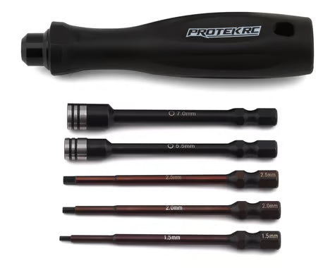 ProTek RC "TruTorque" 5-Piece 1/4" Drive Hex & Nut Driver Set (1.5, 2.0, 2.5mm Hex & 5.5, 7mm Nut Driver)
