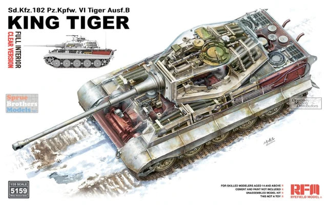 Rye Field Model 1/35 Sd.Kfz.182 Ausf.B King Tiger [Clear Version with Full Interior] Model Kit