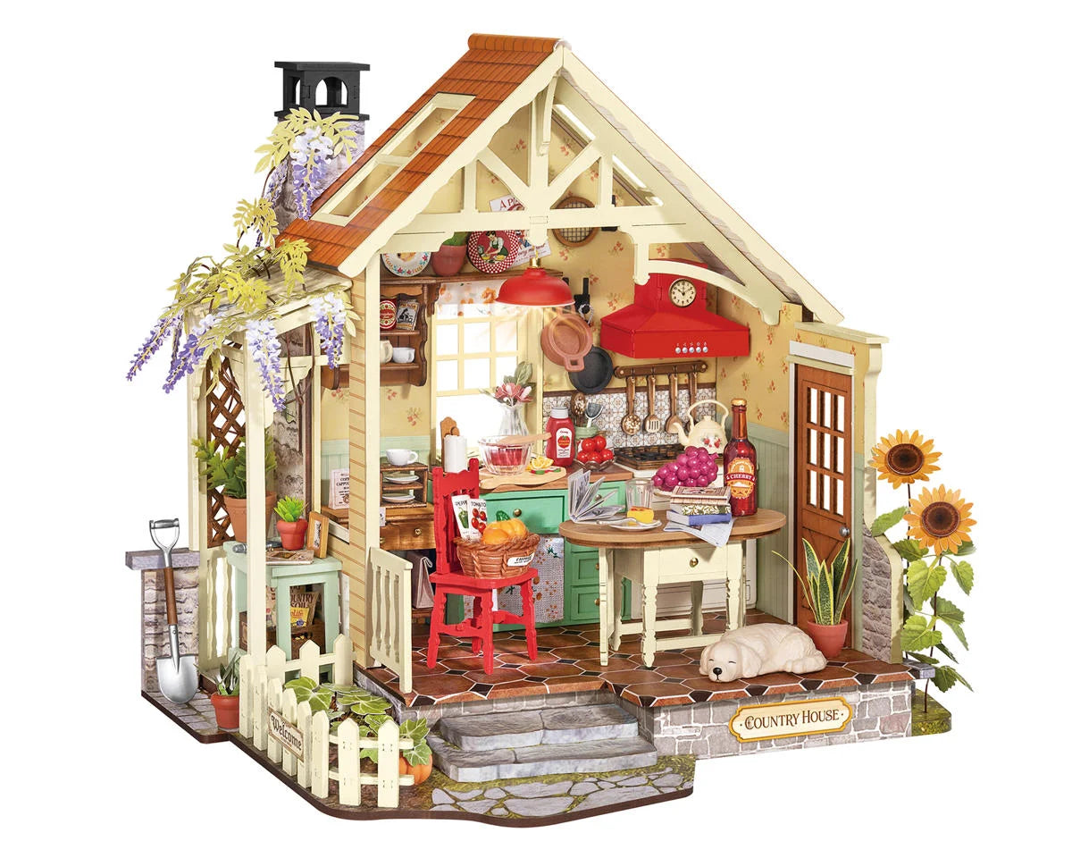 Robotime Rolife Sunlit Farmhouse Kitchen DIY Miniature 3D Wooden Model Kit