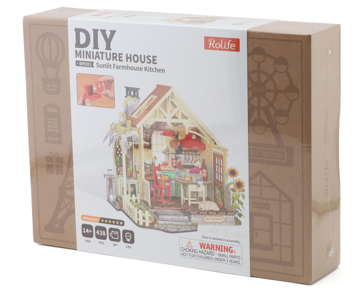 Robotime Rolife Sunlit Farmhouse Kitchen DIY Miniature 3D Wooden Model Kit