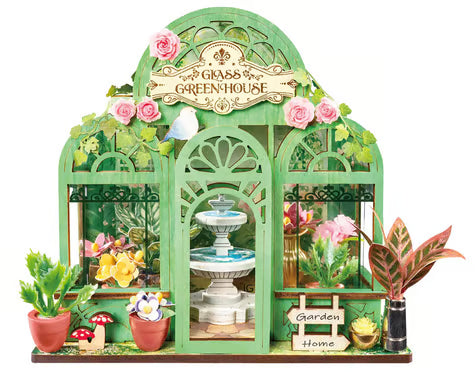 Robotime Rolife Mini Store Green Fountain Garden DIY Miniature 3D Wooden Model Kit