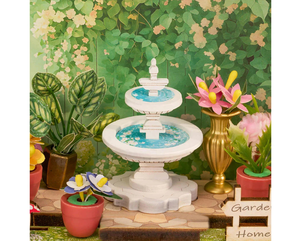 Robotime Rolife Mini Store Green Fountain Garden DIY Miniature 3D Wooden Model Kit