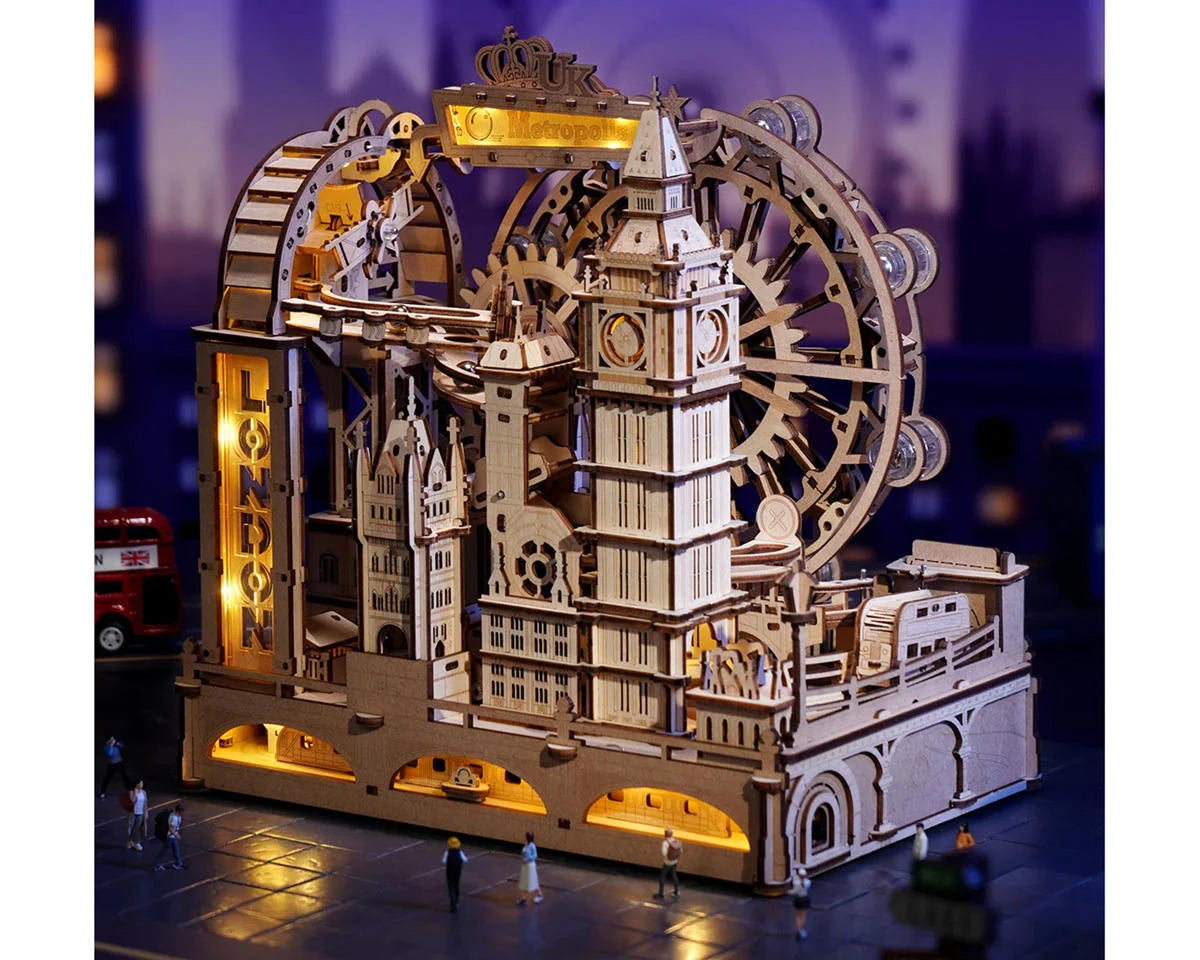 Robotime Marble Travel London Marble Run DIY Miniature House 3D Wooden Model Kit