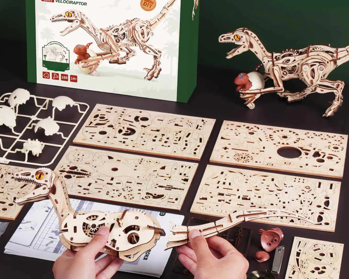 Robotime ROKR Velociraptor Mechanical DIY Miniature 3D Wooden Model Kit