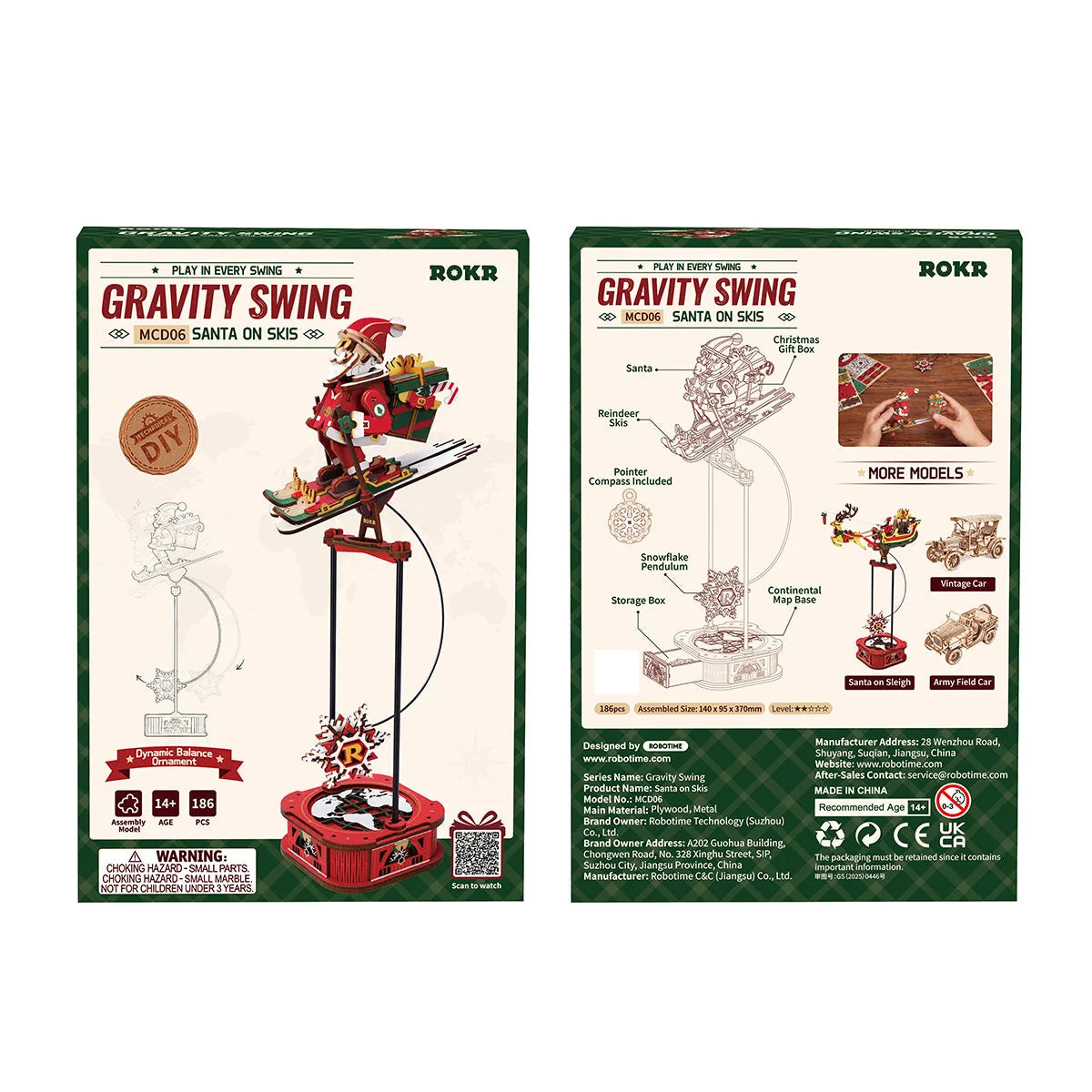 Robotime ROKR Santa on Skis Pendulum