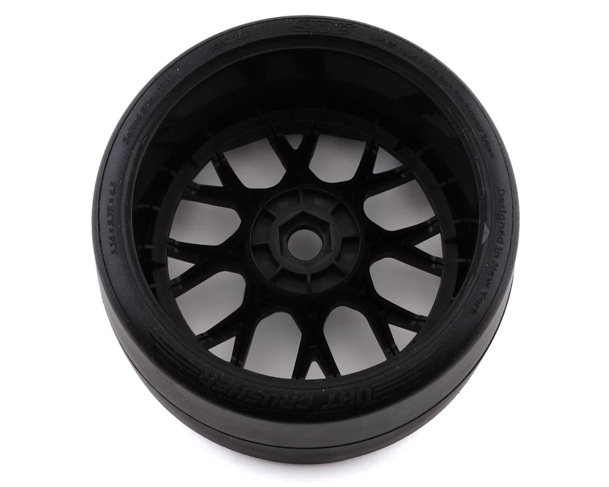 Sweep VHT Crusher Pre-Mounted Monster Truck Belted Slick Tires (Black) (2) (1/2 Offset) w/17mm Hex