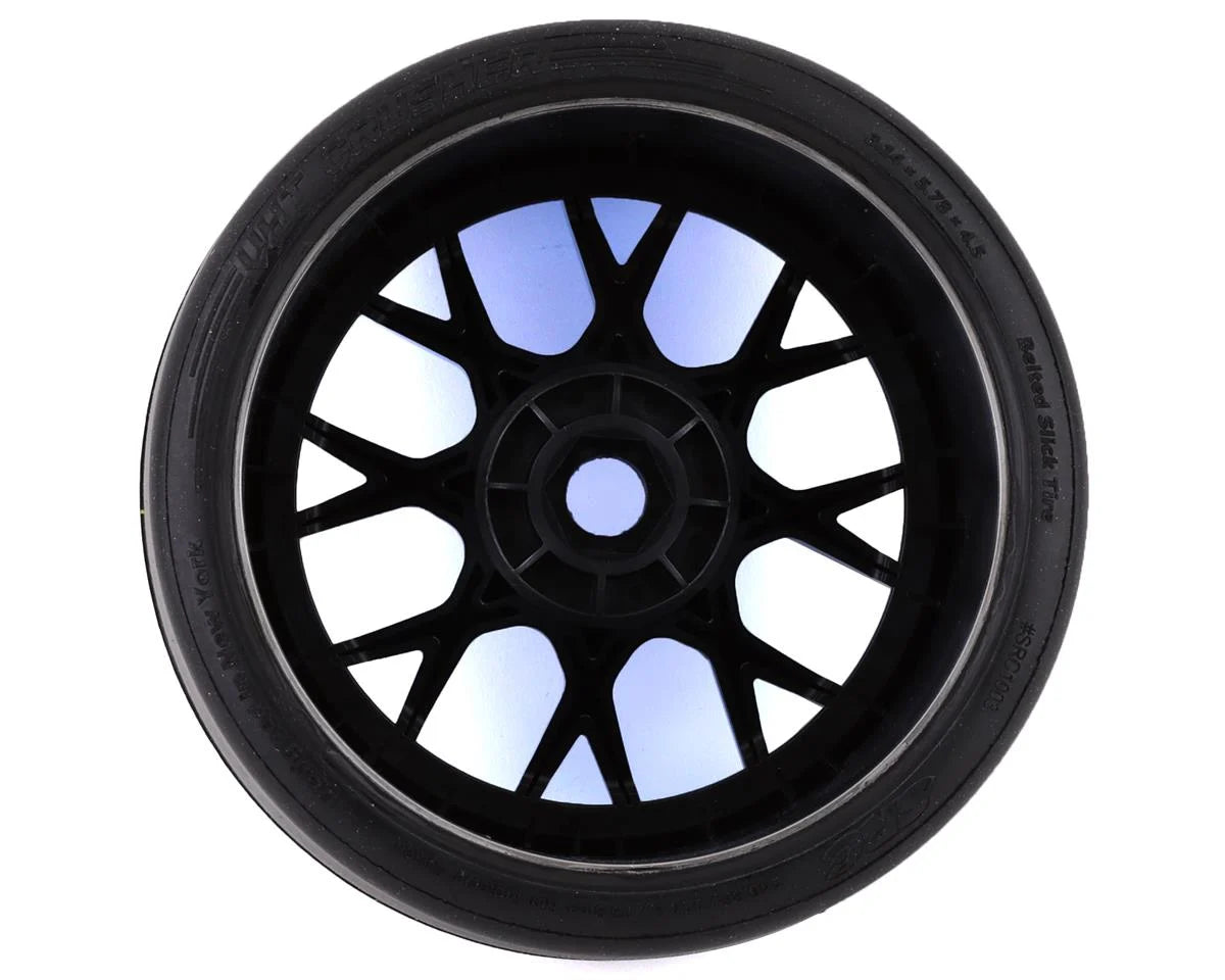 Sweep VHT Crusher Pre-Mounted Monster Truck Belted Slick Tires (Blue) (2) (1/2 Offset) w/17mm Hex