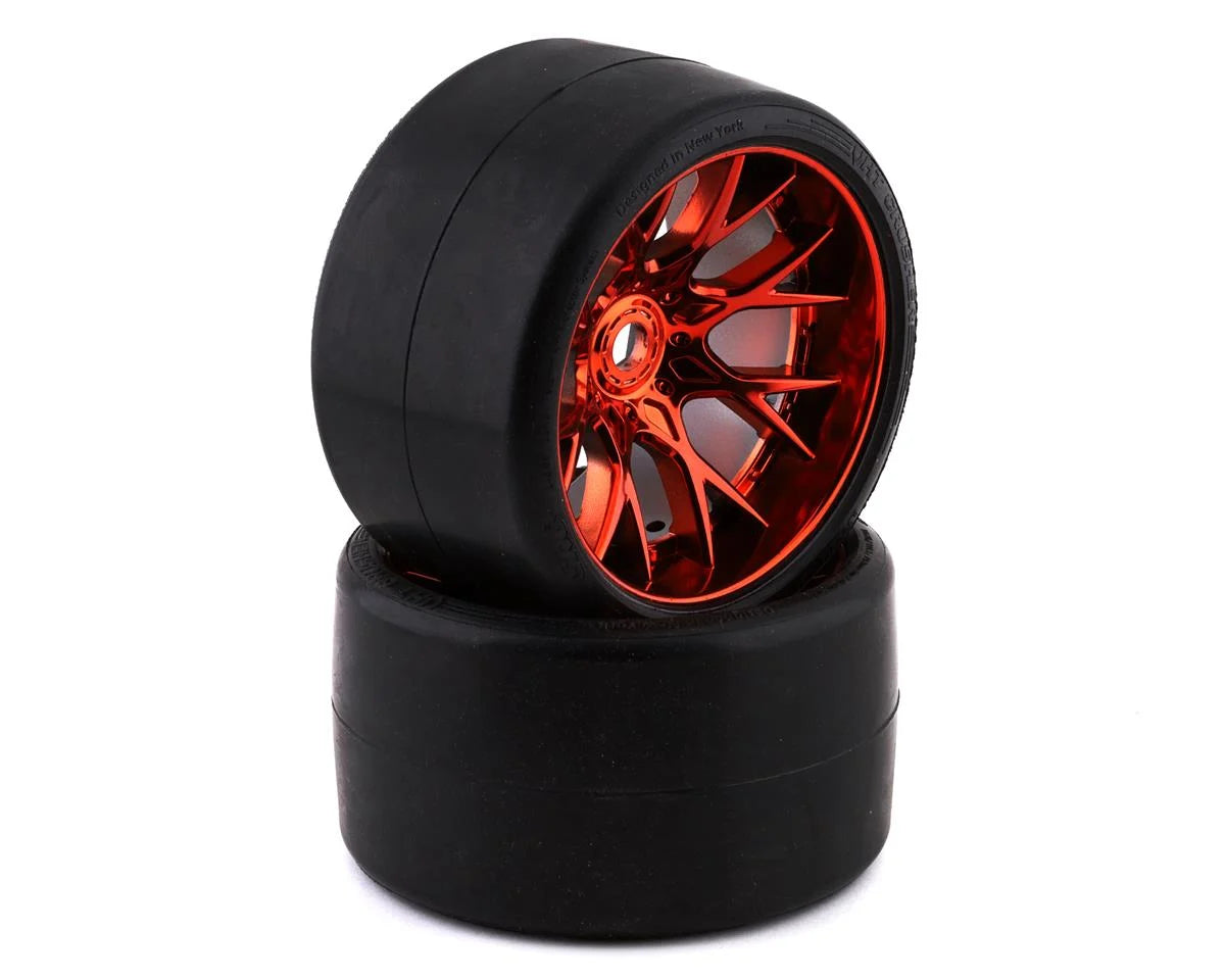 Sweep VHT Crusher Pre-Mounted Monster Truck Belted Slick Tires (Red) (2) (1/2 Offset) w/17mm Hex