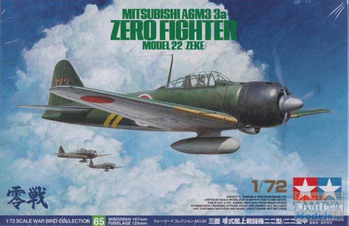 Tamiya 1/72 Mitsubishi A6M3 Zero Plastic Model Kit