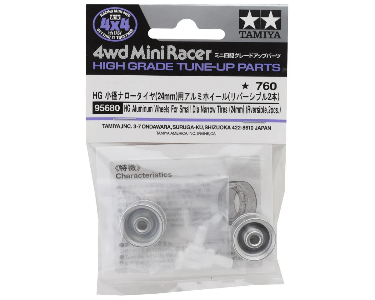 Tamiya JR Mini 4WD Small Diameter HG Aluminum Wheels (2) (Narrow Tires 24mm)