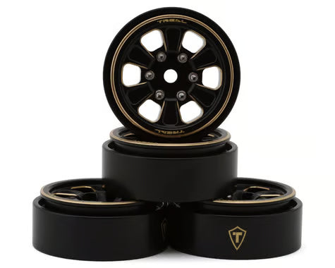 Treal Hobby Type B 1.0" 6-Spoke Brass Beadlock Wheels (Black) (38.7g ea) (4)