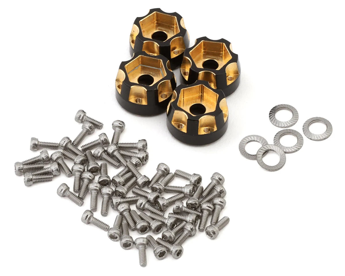 Treal Hobby Type C 1.0" 4-Slot Brass Beadlock Wheels (Black/Gold) (50g ea) (4)