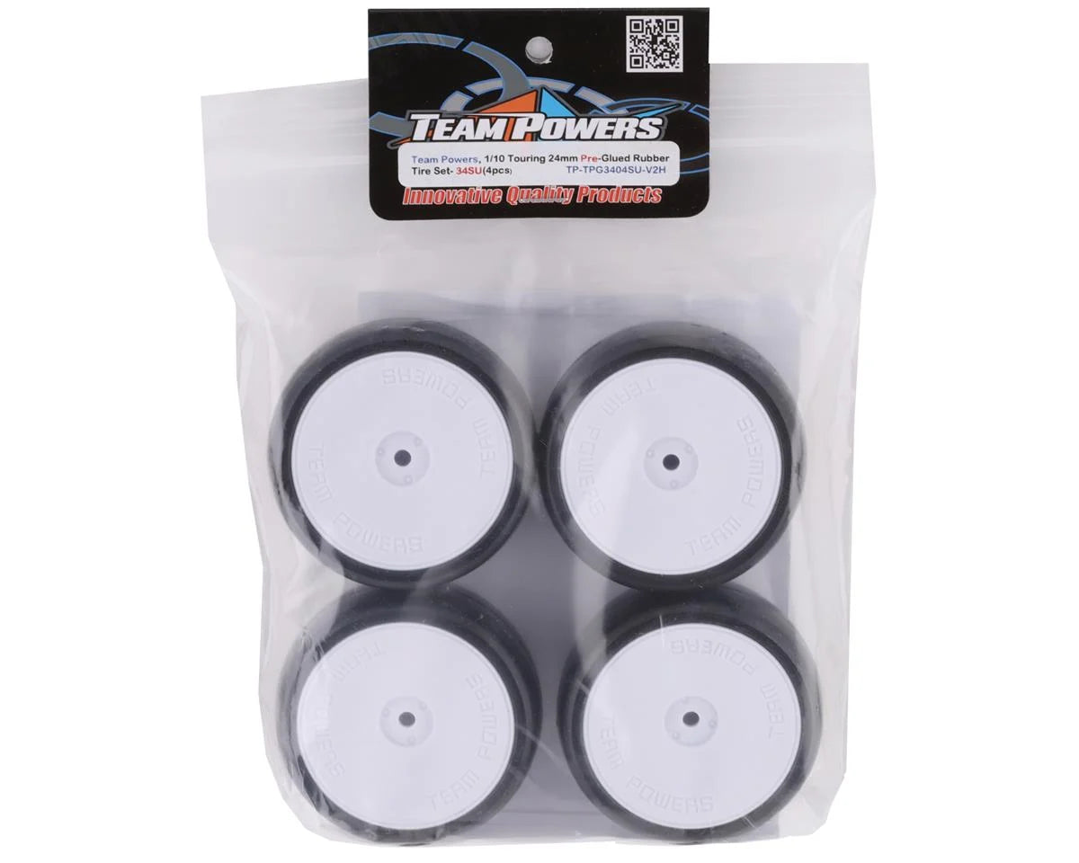 Team Powers Pre-Mounted Touring Car Rubber Tires w/12mm Hex (White) (4) (32SUV2)
